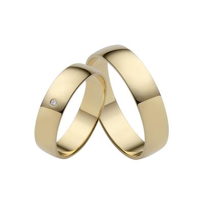 Trauring FIRETTI "Schmuck Geschenk Gold Hochzeit Ehering Trauring "LIEBE" Gr. 18, gold (gelbgoldfarben), Fingerringe, 18, 0,01 ct SI = kleine Einschlüsse mit Brillant, Gelbgold 375, 5mm, Made in Germany, wahlweise mit oder ohne Brillant Image