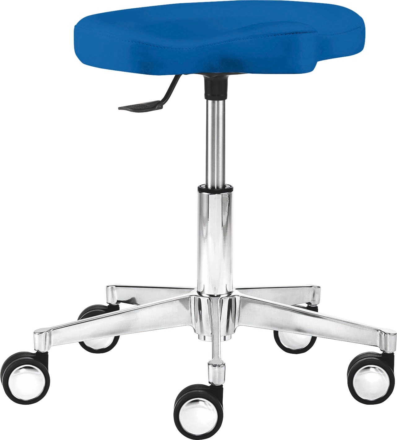 Arbeitshocker MAYER SITZMÖBEL "Funktionsdrehhocker myEXPERT", blau (aquablau), B:48cm H:52cm T:52cm, 3% Polyurethan, 81% PVC (Oberseite);16% Polyester (Rückseite), Hocker, Bürohocker Drehhocker