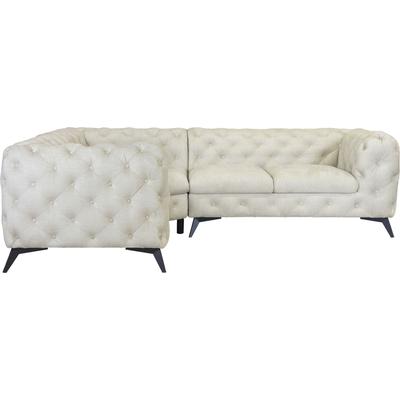 Chesterfield-Sofa LEONIQUE "Ecksofa GLYNIS L-Form mit Wellenunterfederung, Maße B/T/H 264/204/75cm", beige, B:264cm H:75cm T:204cm, Struktur (100% Polyester), Samtoptik (100% Polyester), Sofas, aufwändige Knopfheftung, moderne Chesterfield Optik,... Image