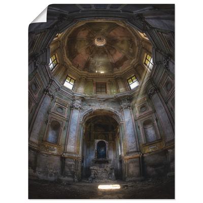Wandbild ARTLAND "Lost Place - marode Kirche - verlassen", grau (farbe bild(er): grau), B:45cm H:60cm T:0,1cm, Papier, Bilder, als Leinwandbild, Poster in verschied. Größen Image