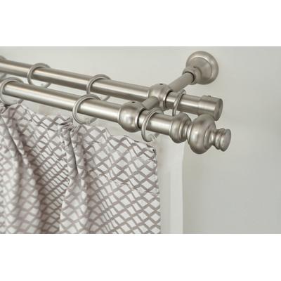 Gardinenstange GARESA "ANDREA", silber (mattnickelfarben), L:440cm Ø:20mm, Metall, Gardinenstangen, Vorhanggarnitur, verlängerbar, Endknopf Profil groß, mit Ringen Image