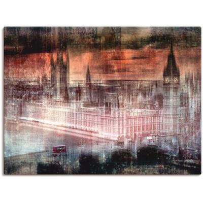 Leinwandbild ARTLAND "Digitale Kunst London Westminster II", rot (farbe bild(er): rot), B:120cm H:90cm, Canvas, Leinwand, Bilder, auf Keilrahmen gespannt Image