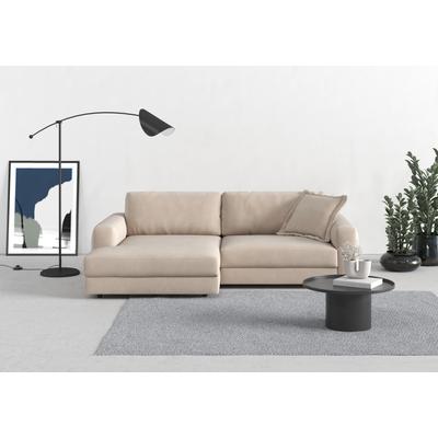 Ecksofa TRENDMANUFAKTUR "Bourbon, Designsofa mit tollem Sitzkomfort, L-Form", grau (taupe), B:250cm H:84cm T:176cm, 92% Polyester, 8% Nylon, Sofas, extra tiefe Sitzfläche, wahlweise mit Sitztiefenverstellung Image