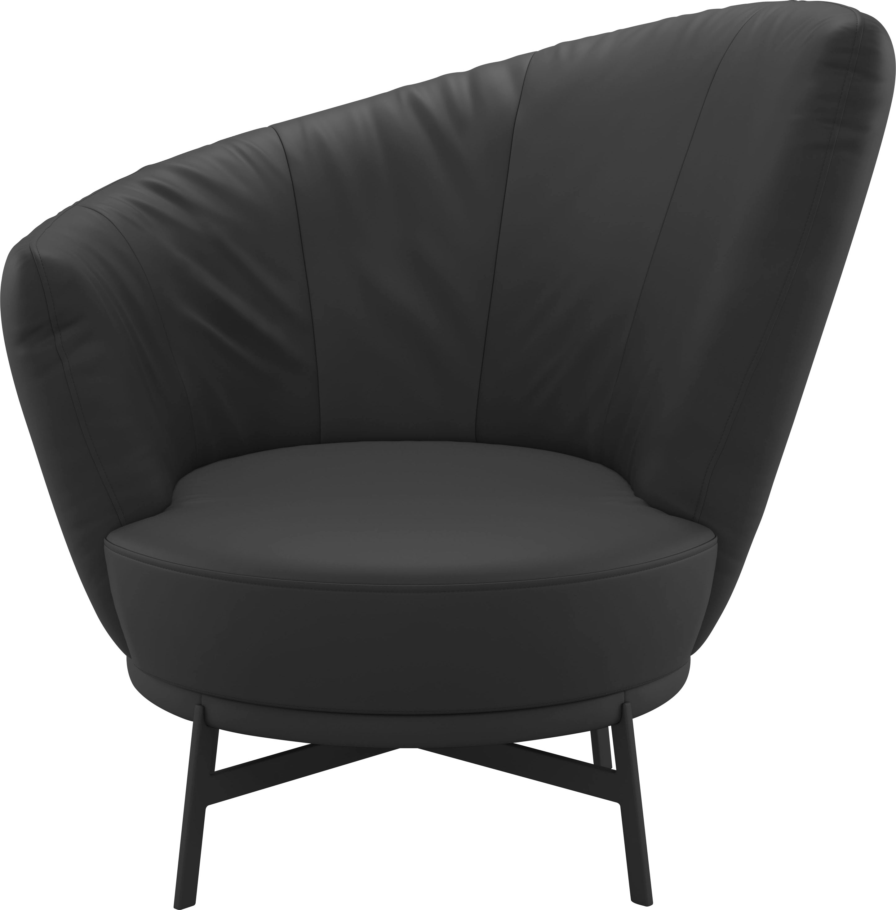 Drehsessel MUSTERRING "Kleo", schwarz (schwarz puro), B:97cm H:95cm T:88cm, 100% Polyester, Sessel, mit Drehfunktion um 360, inkl. Nierenkissen, in zertifiziertem Leder