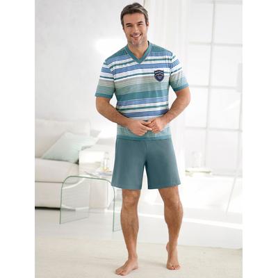 Schlafanzug KINGS CLUB, Herren, Gr. 44/46, blau (petrol, grün), 100% Baumwolle, Kurzarm, Homewear-Sets Image