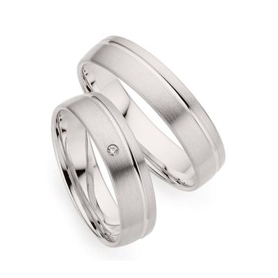 Trauring PHÖNIX "Schmuck Geschenk Gold 333 Trauring Ehering LIEBE versch. Varianten" Gr. 57, weiß (weißgoldfarben), Fingerringe, 57, ohne Brillant, Weißgold 333, 5,0mm, Made in Germany, wahlweise mit oder ohne Brillant Image
