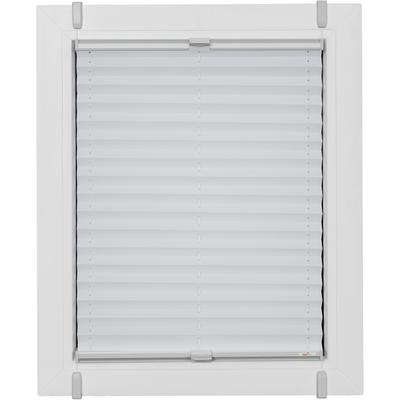 Plissee SUNLINES "One Size Style Crepe", weiß (weiß, grau, grau), B:110cm H:100cm, Obermaterial: 85% Polyester, 15% sonstige Fasern, Plissees, Zubehörfarbe grau, zum Klemmen Image