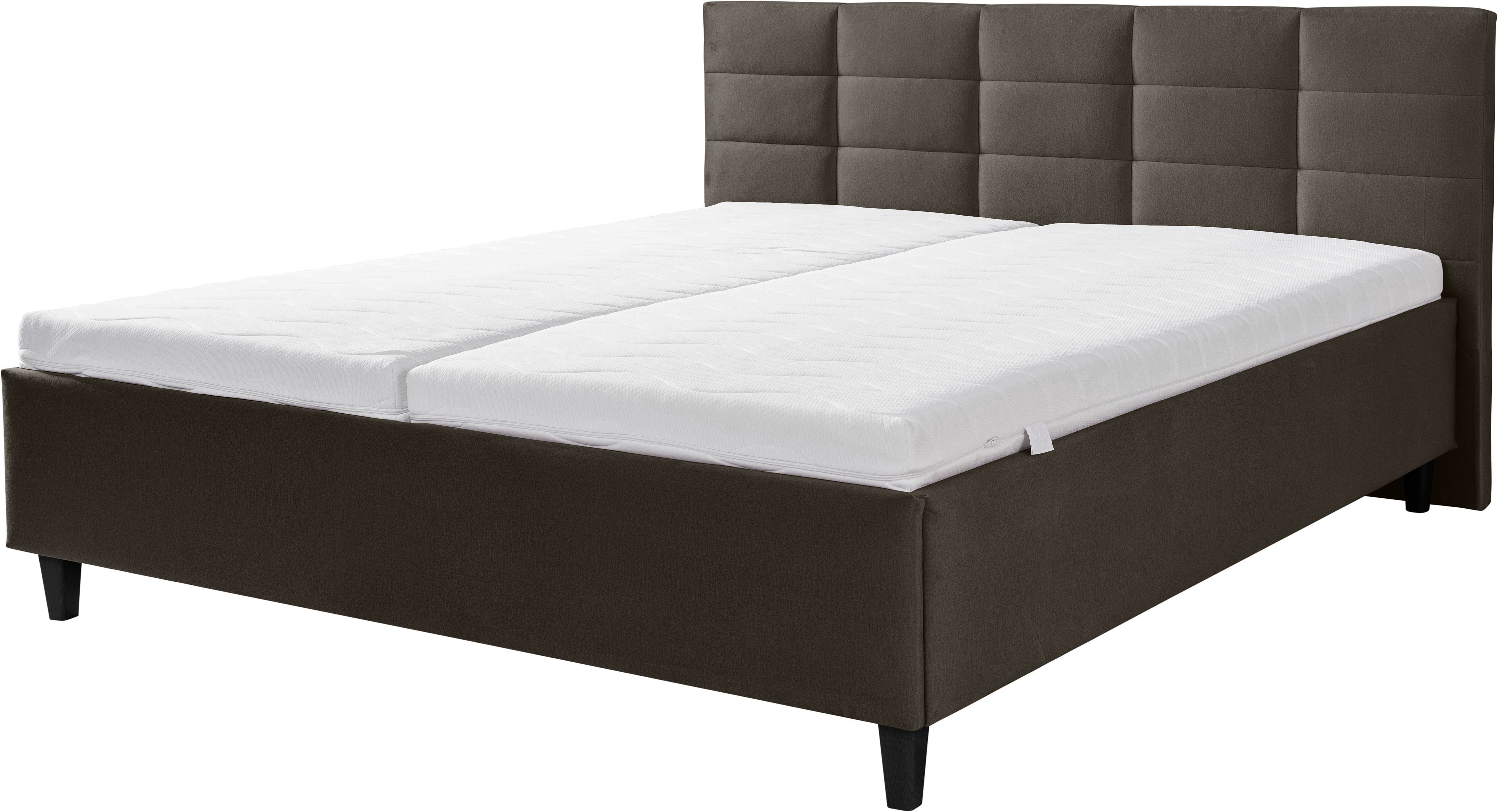 Polsterbett ALINA "Ricardo", grau (umbragrau dmo 84), B:196cm H:102cm L:213cm, Samt DMO (100% Polyester), Betten, Füße schwarz