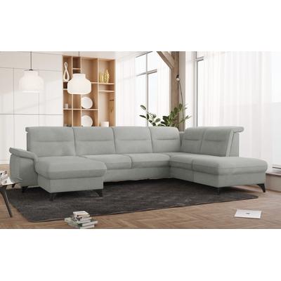 Wohnlandschaft SIT & MORE "Astoria U-Form", grau (hellgrau), B:329cm H:91cm T:225cm, 100% Polyester, Sofas, wahlweise mit motorischer Relaxfunktion Image