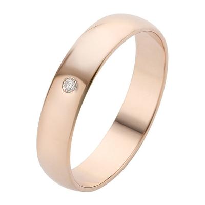 Trauring FIRETTI "Schmuck Geschenk Gold Hochzeit Ehering Trauring "LIEBE" Gr. 17,5, rosa (roségoldfarben), Fingerringe, 17,5, 0,01 ct SI = kleine Einschlüsse mit Brillant, Roségold 585, 4mm, Rosu00e9gold 585, Made in Germany, wahlweise mit oder... Image