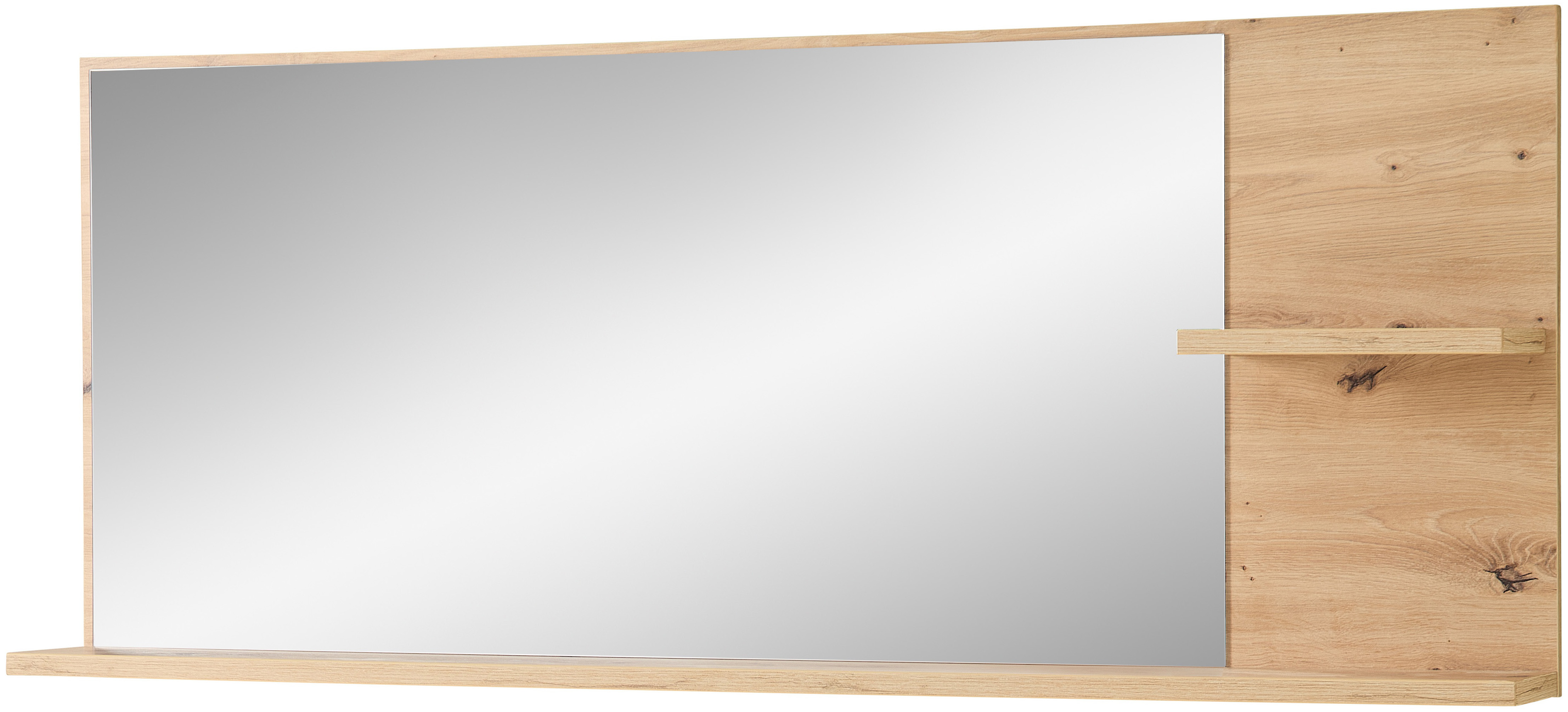 Garderobenspiegel INNOSTYLE "BARI Wandspiegel", grün (schilfgrün, artisan eiche nachbildung), B:148cm H:60cm T:17cm, Holzwerkstoff, Mitteldichte Faserplatte (MDF), glasspiegel, Spiegel, Spiegelfläche 148 x 60 cm, 2 Ablageböden Image