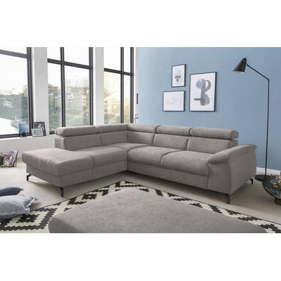 Ecksofa COTTA "Komaris L-Form", grau (dunkelgrau), B:249cm H:72cm T:207cm, Microfaser (100% Polyester), Flachgewebe (100% Polyester), Sofas, mit Kopfteilverstellung, wahlweise mit Bettfunktion & Bettkasten Image