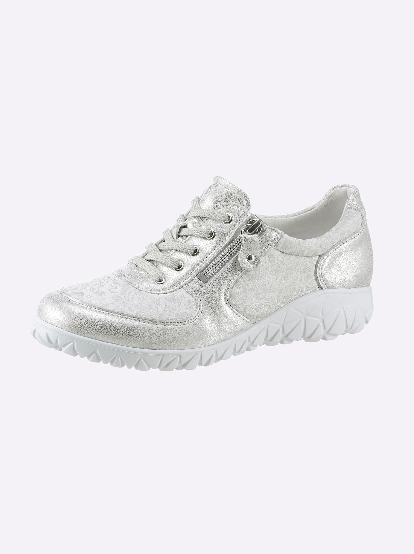 Sneaker WALDLÄUFER, Damen, Gr. 4,5, silber (silberfarben), Nubukleder, Textil, Schuhe