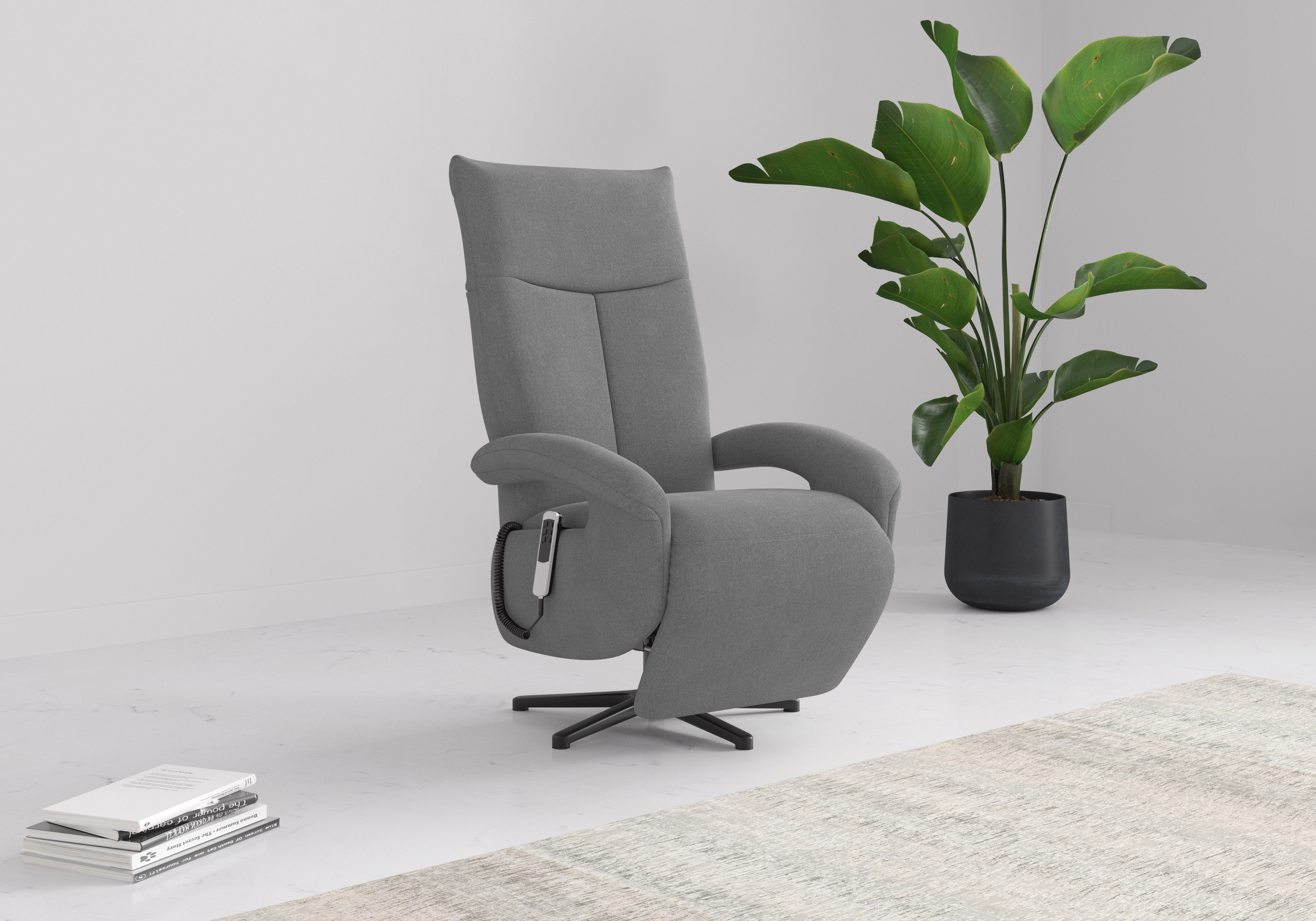 TV-Sessel SIT & MORE "TV Dance", grau, B:74cm H:112cm T:82cm, 100%Polyester, Sessel, wahlweise manuell oder elektrischer Funktion mit Akku