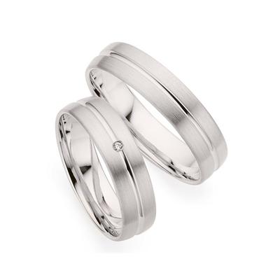 Trauring PHÖNIX "Schmuck Geschenk Gold 333 Trauring Ehering LIEBE versch. Varianten" Gr. 69, weiß (weißgoldfarben), Fingerringe, 69, ohne Brillant, Weißgold 333, 5,0mm, Made in Germany, wahlweise mit oder ohne Brillant Image