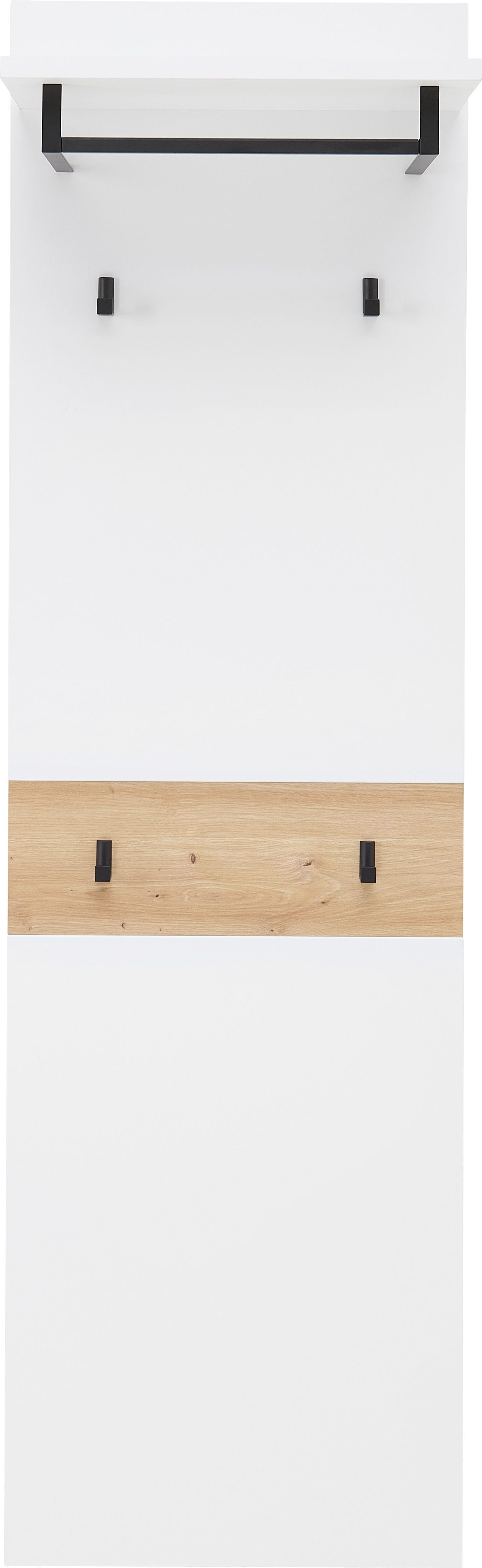 Garderobenpaneel INNOSTYLE "Memphis Garderobenpaneel, 50x170x30cm (B/H/T)", weiß (weiß, artisan eiche), B:50cm H:170cm T:30cm, Holzwerkstoff, Metall, Garderobenpaneele, Garderobenpaneel, 4 Haken, Ablage, Kleiderstange