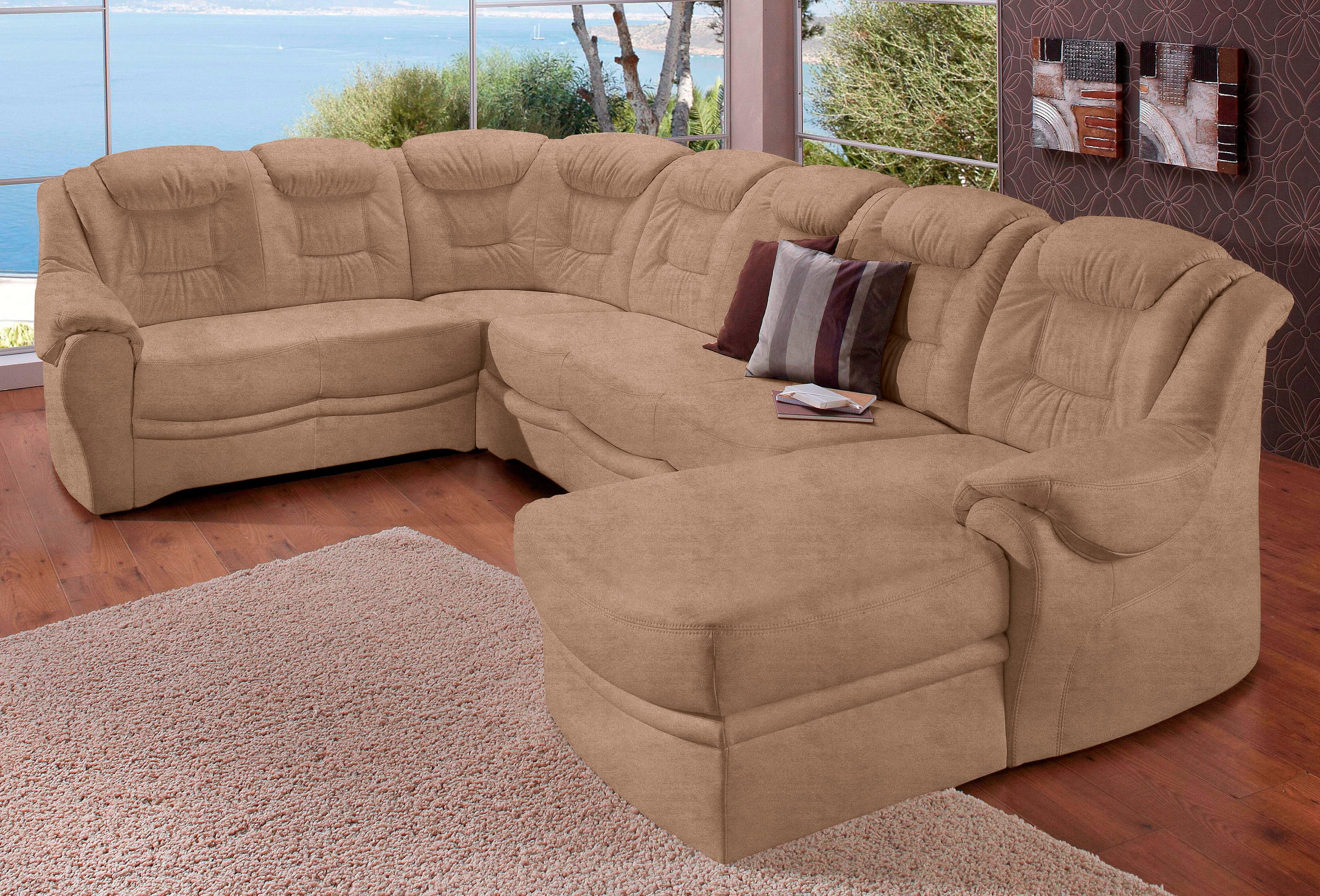Wohnlandschaft SIT & MORE "Bellevue U-Form", braun, B:327cm H:94cm T:217cm, PRIMABELLE-Microfaser (100% Polyester);SOFTLUX-Kunstleder;NaturLEDER (echtes Rindsleder), Sofas, Wohnlandschaft, wahlweise mit Bettfunktion