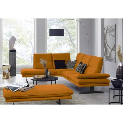 Ecksofa W.SCHILLIG "broadway, Designsofa, toller Sitzkomfort, zeitlos, elegant, L-Form", gelb (brandy s37), B:284cm H:94cm T:224cm, Stoff S37 (100% Polyester): Luxus-Microfaser in Lederoptik, Sofas, Sitztiefenverstellung, Kopfteil- &... Image