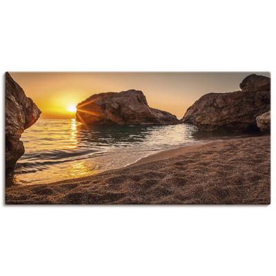 Wandbild ARTLAND "Sonnenuntergang und Strand", beige (farbe bild(er): naturfarben), B:100cm H:50cm, Bilder, als Alubild, Outdoorbild, Leinwandbild, Poster, Wandaufkleber Image