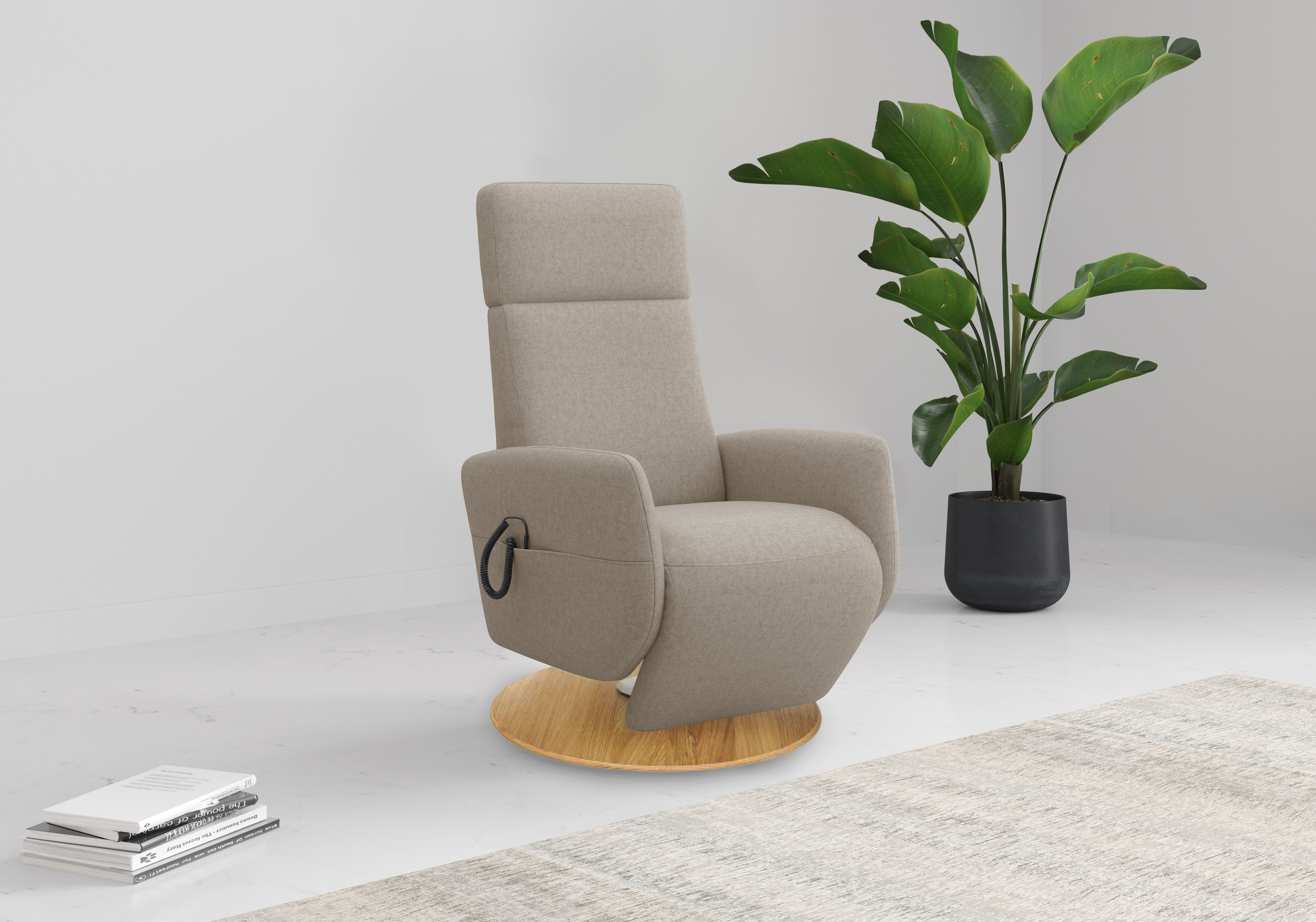 TV-Sessel HOME AFFAIRE "Rochelle, inkl. Kopfteilverstellung & 360 Drehfunktion", grau (taupe), B:71cm H:110cm T:82cm, 95% Polyester 5% Polyamid, Sessel, TV-Sessel mit Drehfunktion 360 Grad