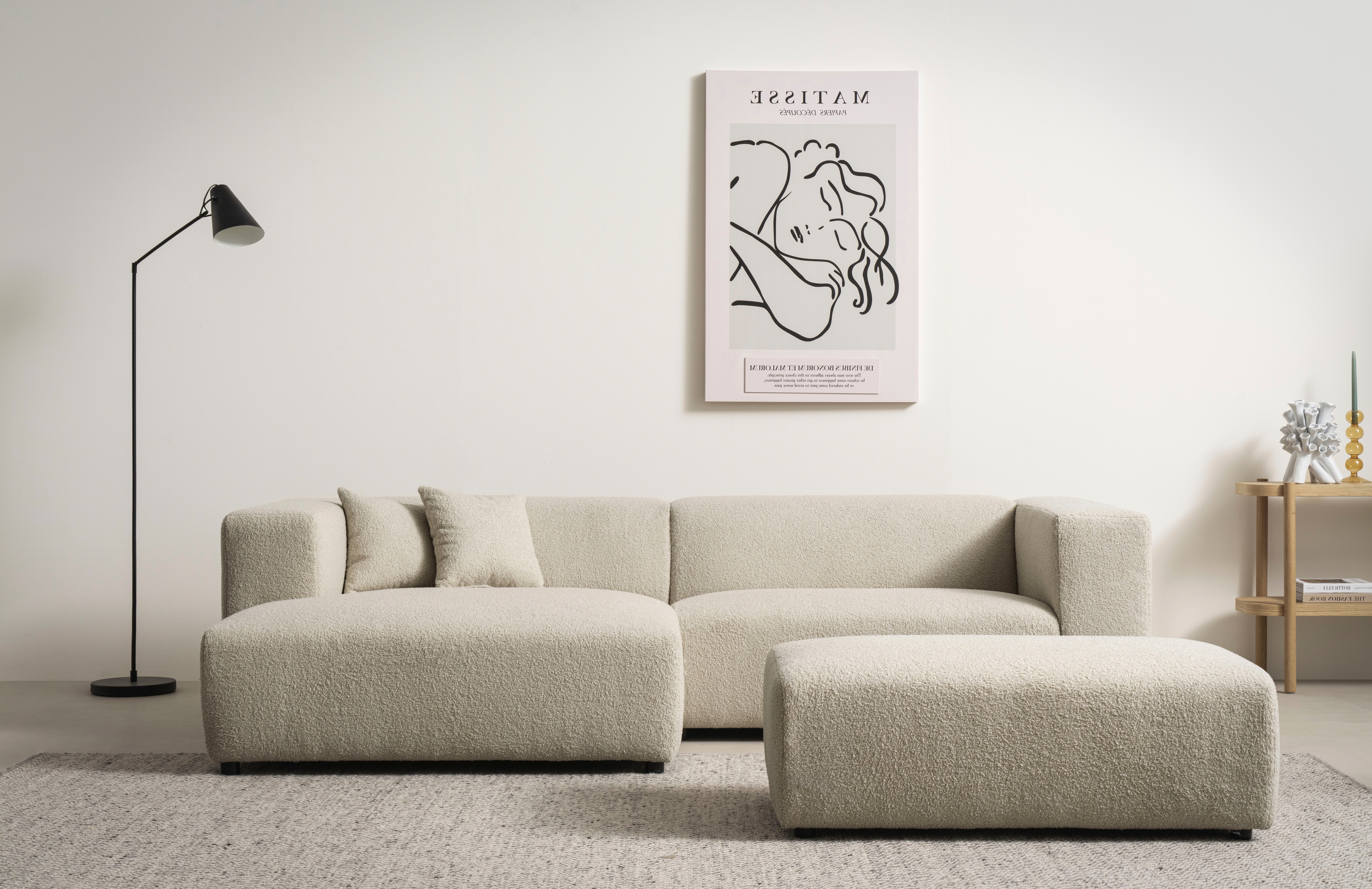 Polsterecke HOME AFFAIRE "BAKELS, Ecksofa-Set mit Hocker, L-Form mit Schlaffunktion", braun (hellbraun), B:267cm H:66cm T:163cm, Sofas, Ecksofa-Set (incl. Hocker) im trendigen Megacord