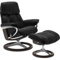 Hocker STRESSLESS "Ruby", schwarz (schwarz batick), B:53cm H:41cm T:39cm, Leder BATICK: durchgefärbtes und genarbtes Möbelleder, Leder PALOMA: durchgefärbtes Semianilin-Möbelleder, Hocker, mit Signature Base, Gestell Eiche, Wenge, Braun & Schwarz