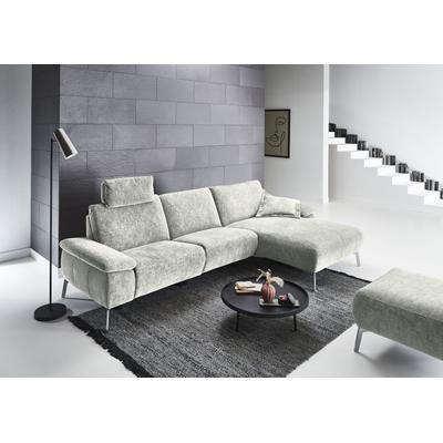 Ecksofa INOSIGN "Bellini L-Form", grau (hellgrau), B:297cm H:85cm T:90cm, Chenille (59, 7% Polyester, 34, 4% Polyacryl, 5, 9% Viskose), Sofas, teilmotorische Relaxfunktion an 1 Element, klappbare Armlehnen Image