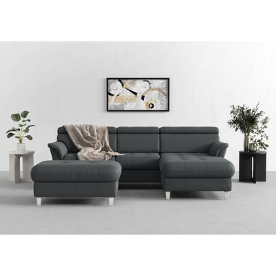 Ecksofa SIT & MORE "Marano L-Form", grau (dunkelgrau), B:257cm T:166cm, 100% Polyester, Sofas, inklusive Kopfteilverstellung, wahlweise mit Bettfunktion, Bettkasten Image