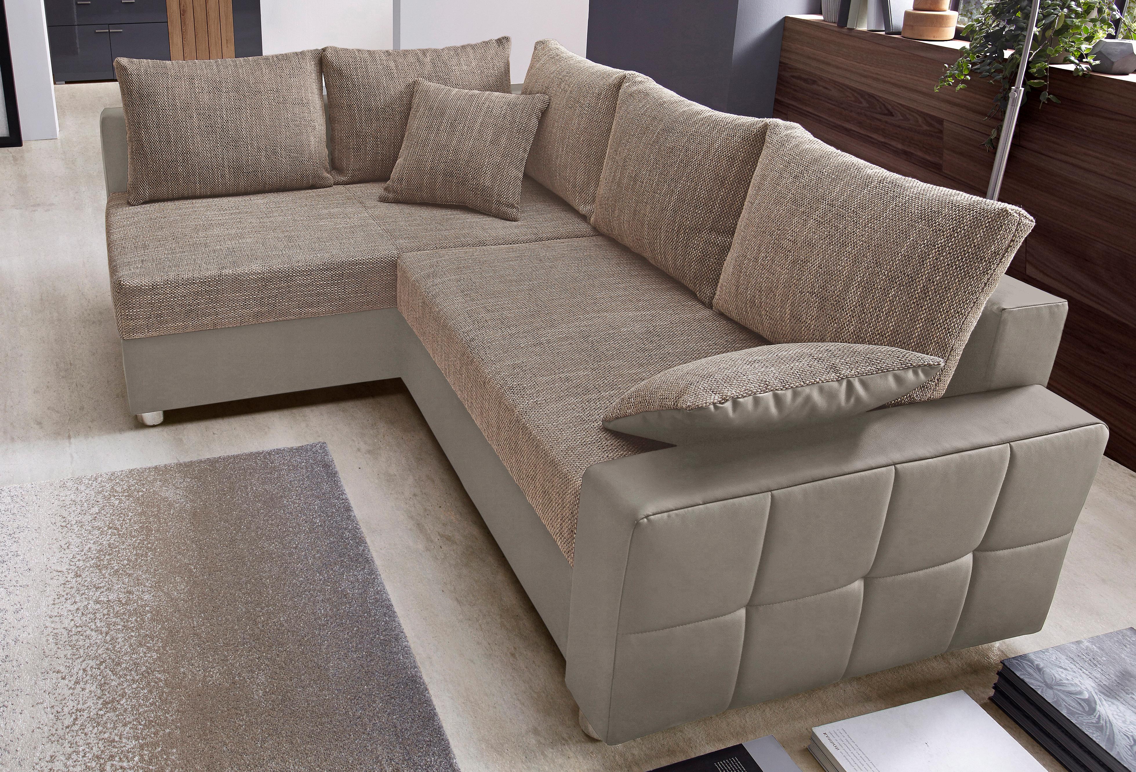 Ecksofa COLLECTION AB "Parma L-Form, B: 224 cm", braun (schlamm, cappuccino), B:224cm H:84cm T:161cm, Kunstleder SOFTLUX / Struktur (80% Polyester; 20% Polyacryl);Microfaser PRIMABELLE (100% Polyester);Zierkissen: Jeweils analog des Korpusbezugs... Image