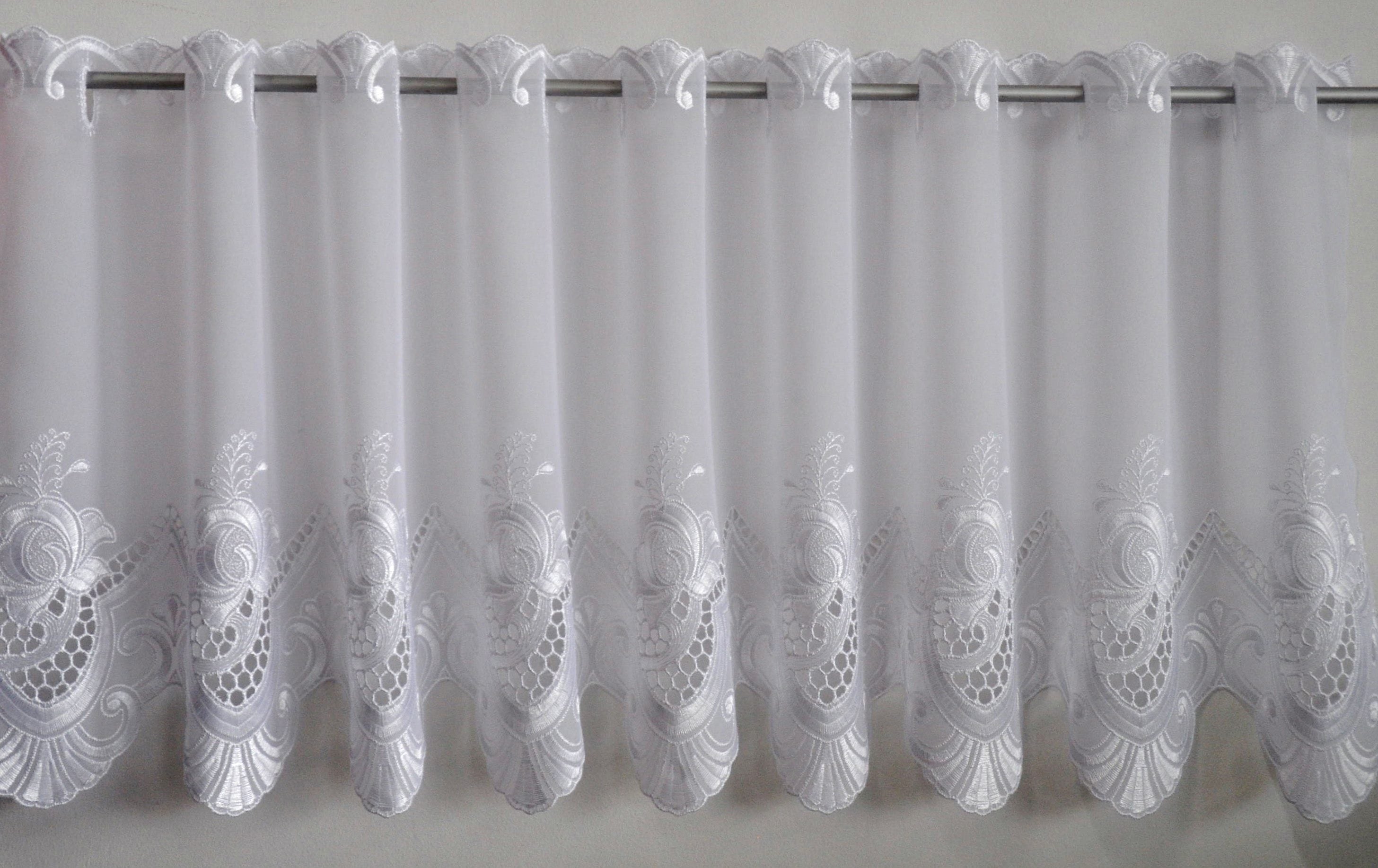 Scheibengardine STICKEREIEN PLAUEN "Anika" Gr. 1, weiß, B:125cm H:35cm, Voile, Polyester, Gardinen, veredelt mit echter Plauener Spitze Stickerei Image