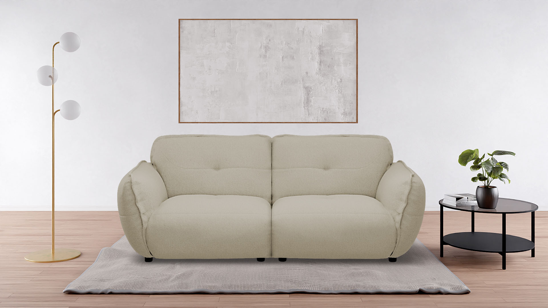 3-Sitzer BETYPE "Be Fluffy moderner Love Seat, XXL Sofa, Mega Sofa", beige (cream), B:242cm H:87cm T:120cm, 100% Polyester, Sofas, Softes Sitzgefühl, moderne Kedernaht, hochwertiger Bezug
