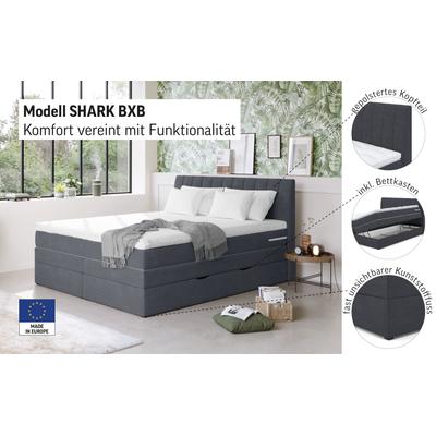 Boxspringbett COTTA "Shark inkl. Bettkasten und Topper", grau (argent), B:186cm L:212cm, 100% POLYESTER (PES), Komplettbetten, erhältlich in den Breiten 140x200cm, 160x200cm und 180x200cm, Topseller Image