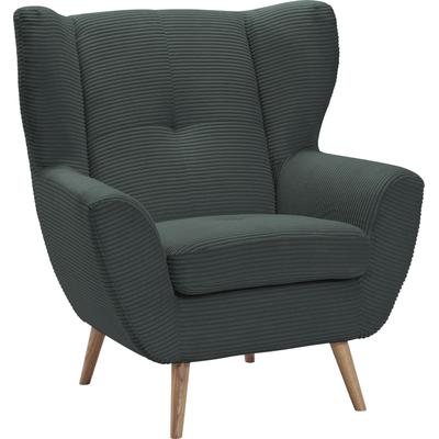 Sessel EXXPO - SOFA FASHION "ALVESTA, Ohrensessel, Loungesessel mit hohem Sitzkomfort", braun (pine), B:90cm H:102cm T:90cm, Sessel, Einzelsessel, gemütliche Rückenlehne, mit Knopfheftung und hohen Holzfüßen, in Cord Image