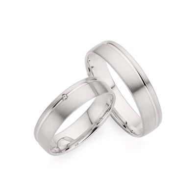 Trauring PHÖNIX "Schmuck Geschenk Gold 333 Trauring Ehering LIEBE versch. Varianten" Gr. 70, weiß (weißgoldfarben), Fingerringe, 70, ohne Brillant, Weißgold 333, 5,0mm, Made in Germany, wahlweise mit oder ohne Brillant Image