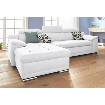 Ecksofa SIT & MORE "Top Andiamo L-Form", weiß, B:270cm H:93cm T:165cm, Kunstleder SOFTLUX, Struktur ( 100% Polyester), Sofas, wahlweise mit Bettfunktion, inklusive Kopfteilverstellung Image