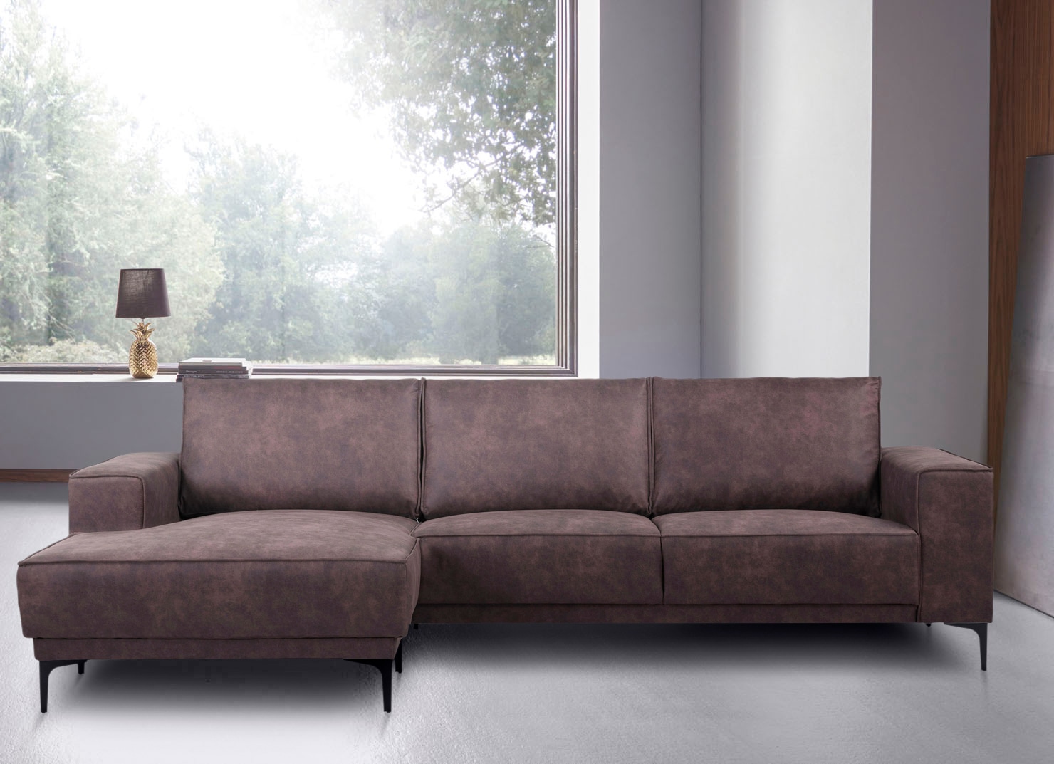 Ecksofa OTTO HOME "Polsterecke Oland, Struktur, Flachgewebe, Luxus-Microfaser, Boucle", braun (dunkelbraun), B:280cm H:85cm T:152cm, Struktur weich (100% Polyester);Luxus-Microfaser (100% Polyester);Webstoff (100% Polyester), Sofas, Ecksofa, L-Form,...