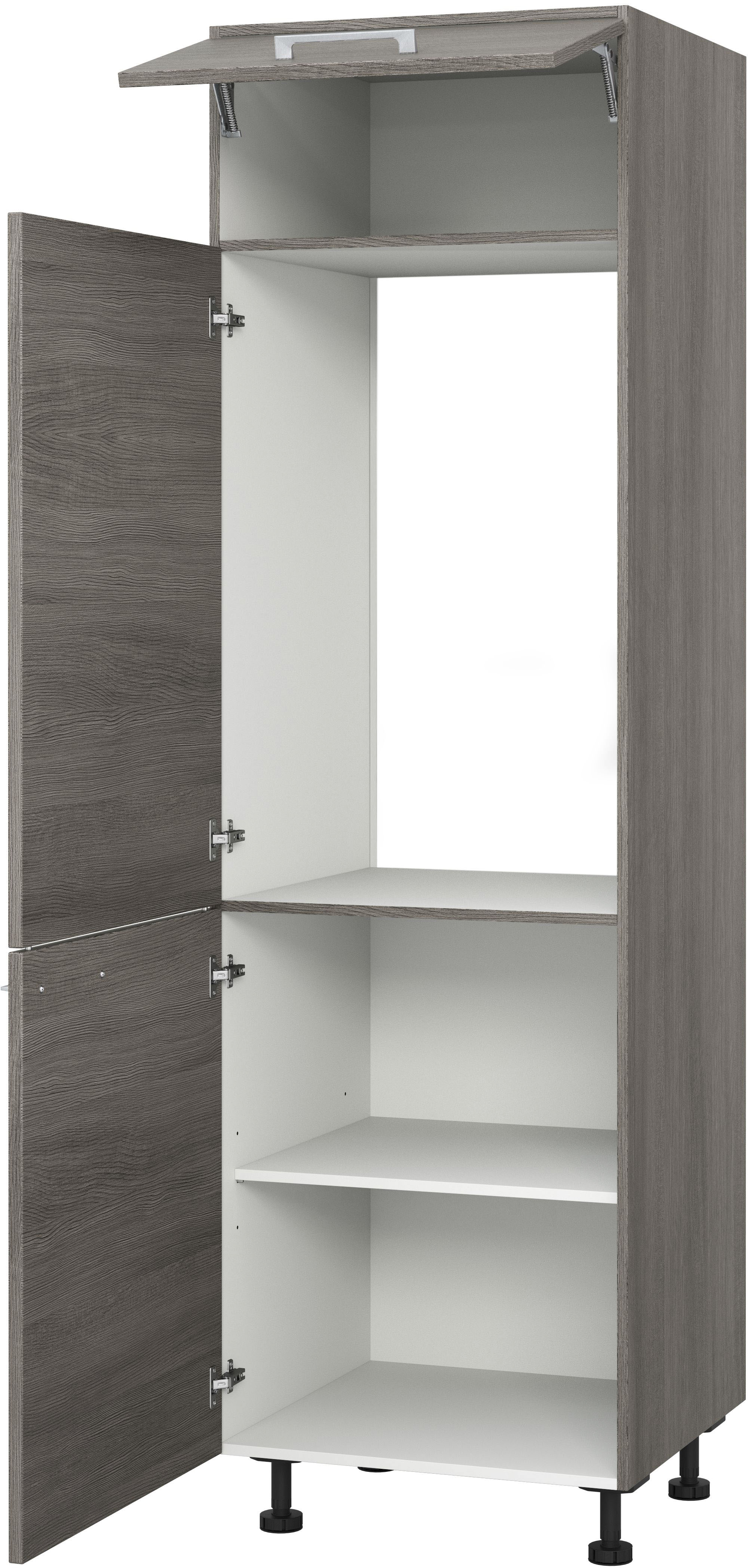 Kühlumbauschrank KOCHSTATION "KS-Trea SK-195-88", grau (eichefarben grau), B:60cm H:195cm T:56cm, Schränke, Stauraum ober- und unterhalb vom Küchenschrank, Breite 60cm Höhe 195cm Image