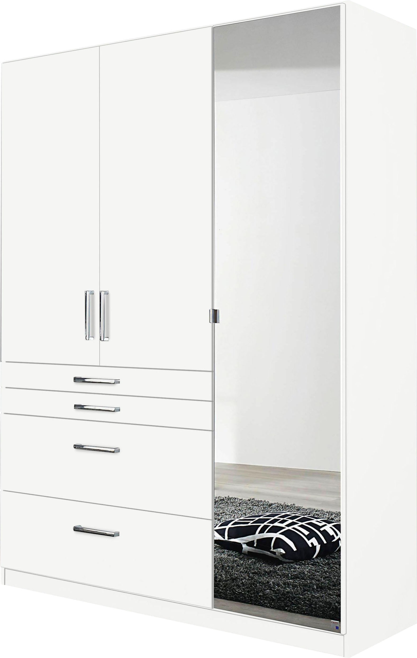 Kleiderschrank RAUCH "Harburg Bestseller im Schlafzimmer", weiß, B:136cm H:197cm T:54cm, Schränke, Kleiderschrank, Schlafzimmerschrank Schrank Garderobe mit Spiegel