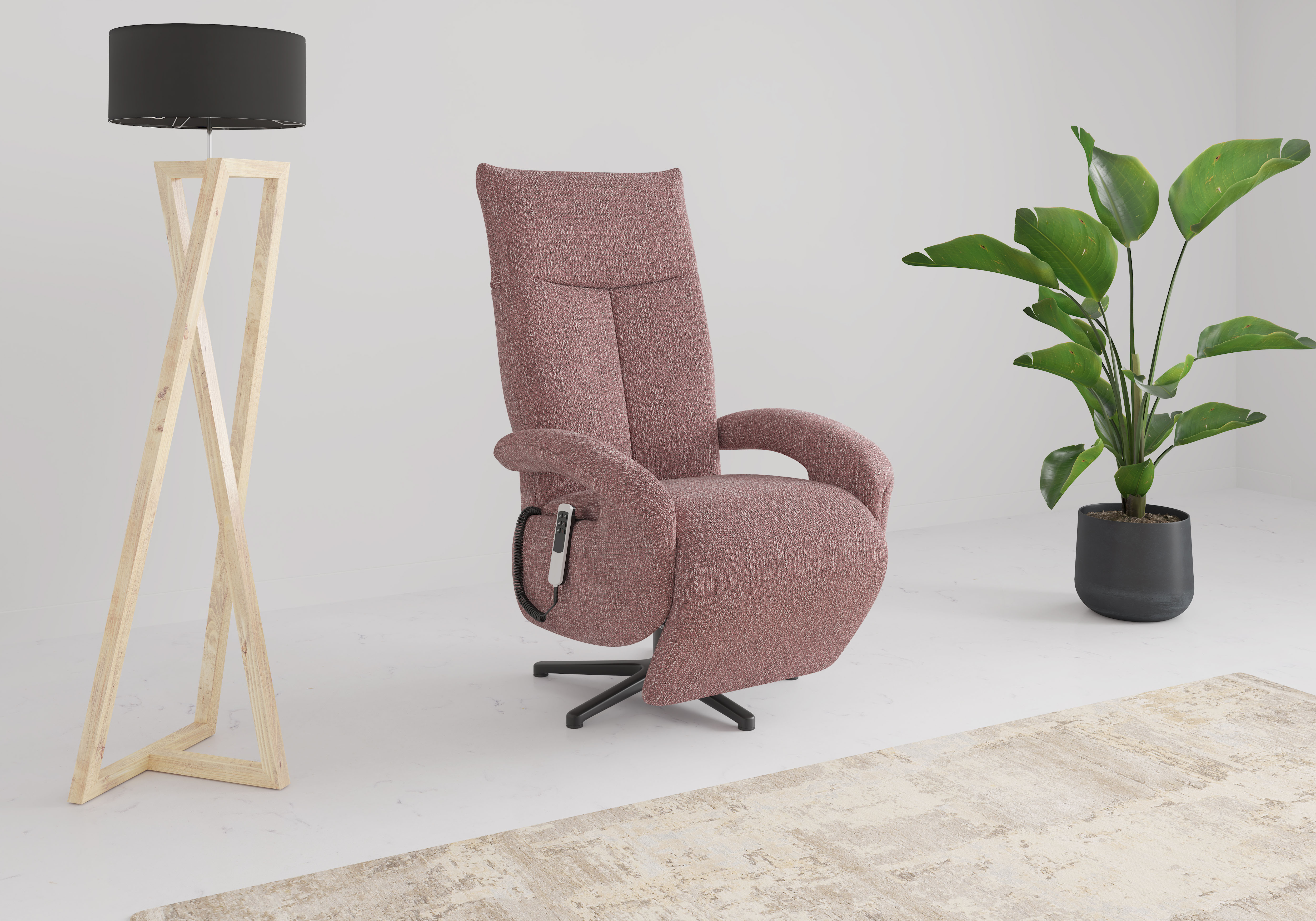 TV-Sessel SIT & MORE "TV Dance", lila (aubergine), B:74cm H:112cm T:82cm, 100% Polyester, Sessel, wahlweise manuell oder elektrischer Funktion mit Akku