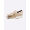 Slipper HEINE, Damen, Gr. 36, beige (sand), Leder, Glattleder, modisch, Schuhe