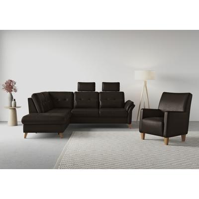 Ecksofa SIT & MORE "Göteborg", braun (mocca), B:250cm H:90cm T:226cm, Sofas, inkl. Sitztiefenverstellung, wahlweise mit Bettfunktion & Bettkasten Image