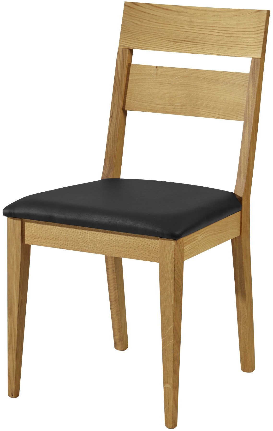 4-Fußstuhl MASSIVLINE & MORE "Filippa-P, Stuhl, Esszimmerstuhl, Küchenstuhl", schwarz (schwarz, braun), B:47cm H:89cm T:45cm, Leder, Stühle, Massivholz: Wildeiche geölt, Sitz mit Echtleder Bezug