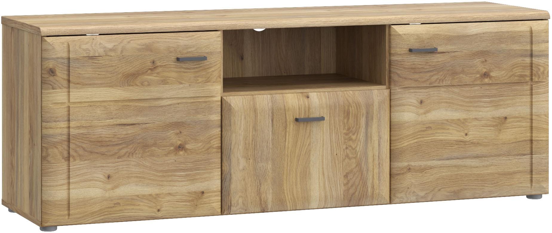 Lowboard FORTE "Akinori TV-Board, TV-Schrank", braun (mauvella eiche), B:149,8cm H:53,7cm T:41,8cm, Spanplatte, Sideboards, Lowboard, TV Board, MDF Front, Holzoptik; Metallgriffe, Vollauzug, Soft Close