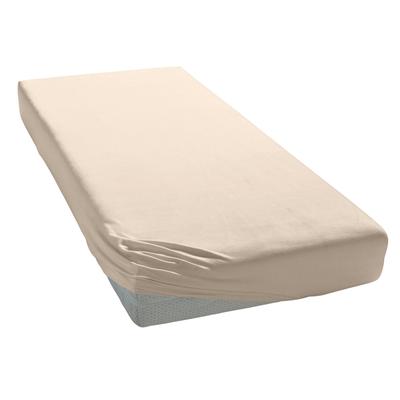 Spannbettlaken ELEGANTE "Uni Zwirn-Jersey", beige (sand), B:140-160cm L:200-220cm, Mako-Jersey, Obermaterial: 97% Baumwolle, 3% Elasthan, Laken, aus hochwertigem Garn Image