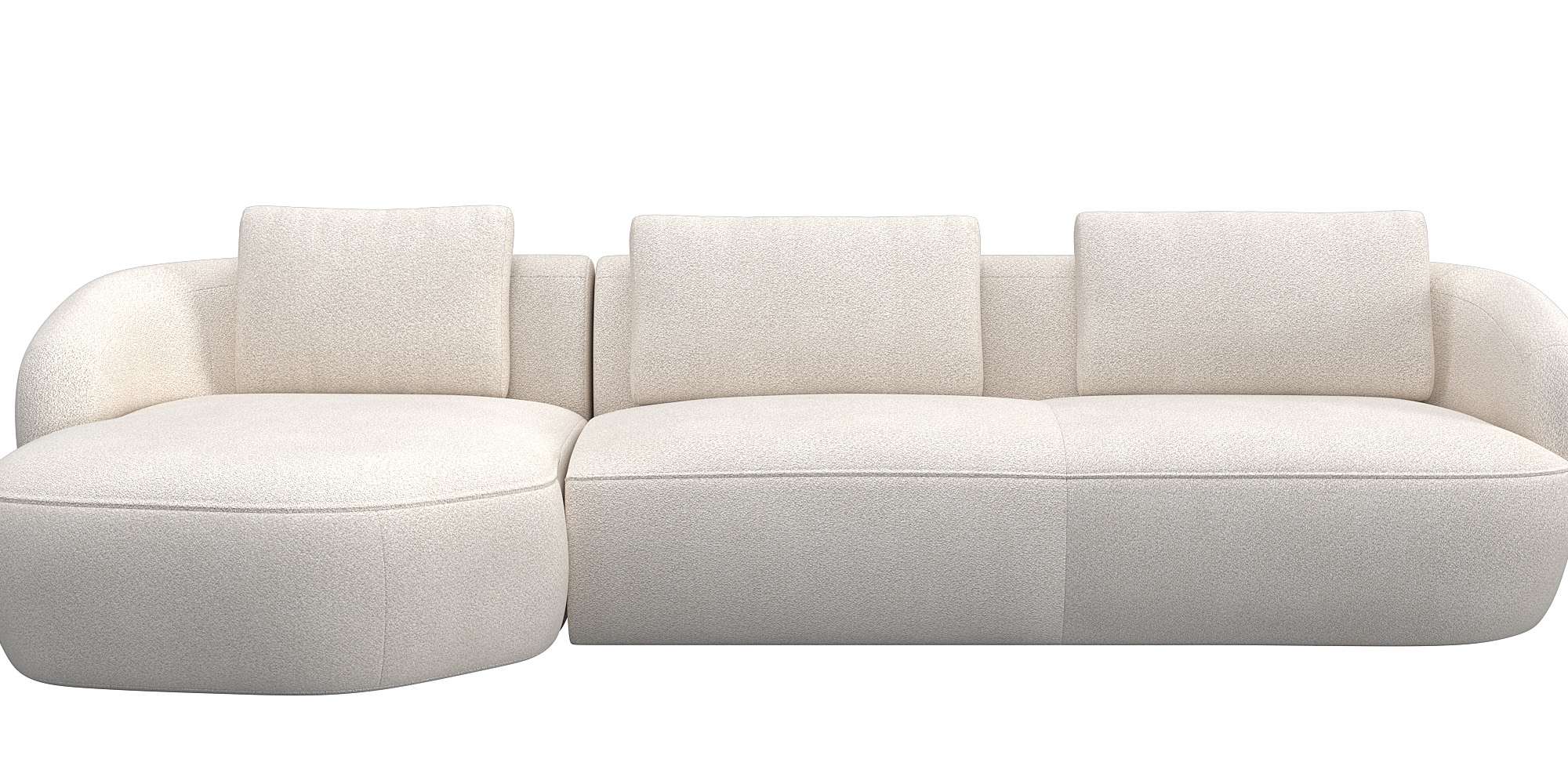 Wohnlandschaft FLEXLUX "Torino, rund, L-Form, Sofa-Ecke mit Recamiere, Longchair-Sofa", beige (vanilla cream), B:307cm H:85cm T:146cm, 100% Polyester, Sofas, Wohnlandschaft, Modernes, organisches Sofa-Design, Kaltschaum, Wellenunterfederung