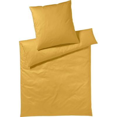 Bettwäsche YES FOR BED "Pure & Simple Uni in Gr. 135x200, 155x220 oder 200x200 cm", gelb (citrus), B/L: 200cm x 200cm, 2 St., Mako-Satin, B/L: 80cm x 80cm & 80cm x 80cm, Mako-Satin, Obermaterial: 100% Baumwolle, Bettwäsche, Bettwäsche aus Baumwolle,... Image