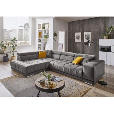 Ecksofa DIE PLANBAR "MP-IN15053 L-Form breiter Schenkel", grau, B:323cm H:73cm T:222cm, Sofas, wahlweise mit Kopfteilverstellung und manueller Vorziehbank Image