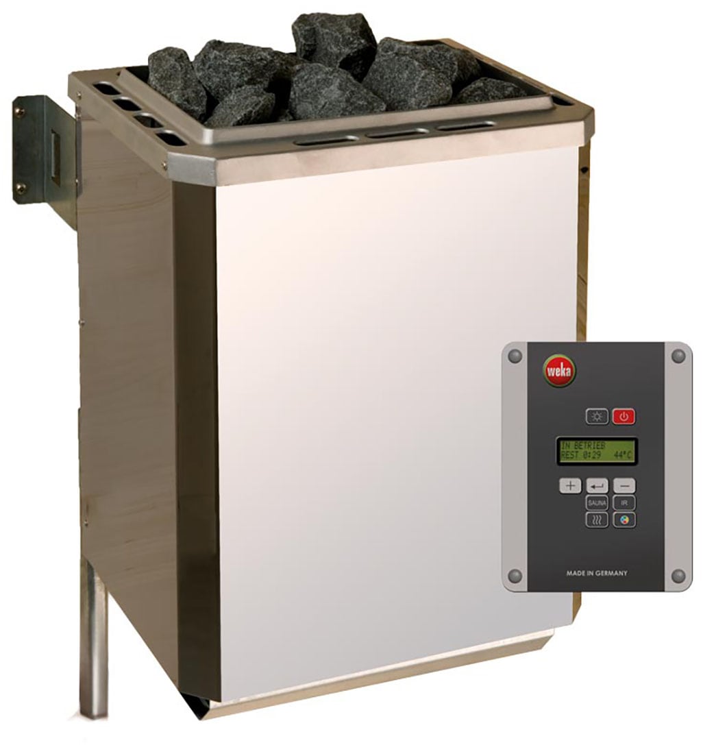 Saunaofen WEKA "Set 2 - 4,5 kW OS 230V/20A", silber (silberfarben), B:29cm H:10cm T:38cm, Edelstahl, Saunaöfen, digitale Steuerung, 4 Leistungsstufen Image