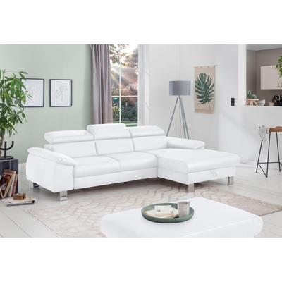 Ecksofa COTTA "Komaris L-Form mit Kopfteilverstellung", weiß, B:244cm H:72cm T:166cm, Microfaser PRIMABELLE (100% Polyester), Kunstleder SOFTLUX(100%Polyurethan), Feinstruktur (100% Polyester), Kunstleder SOFTLUX/Struktur (100%Polyurethan,... Image