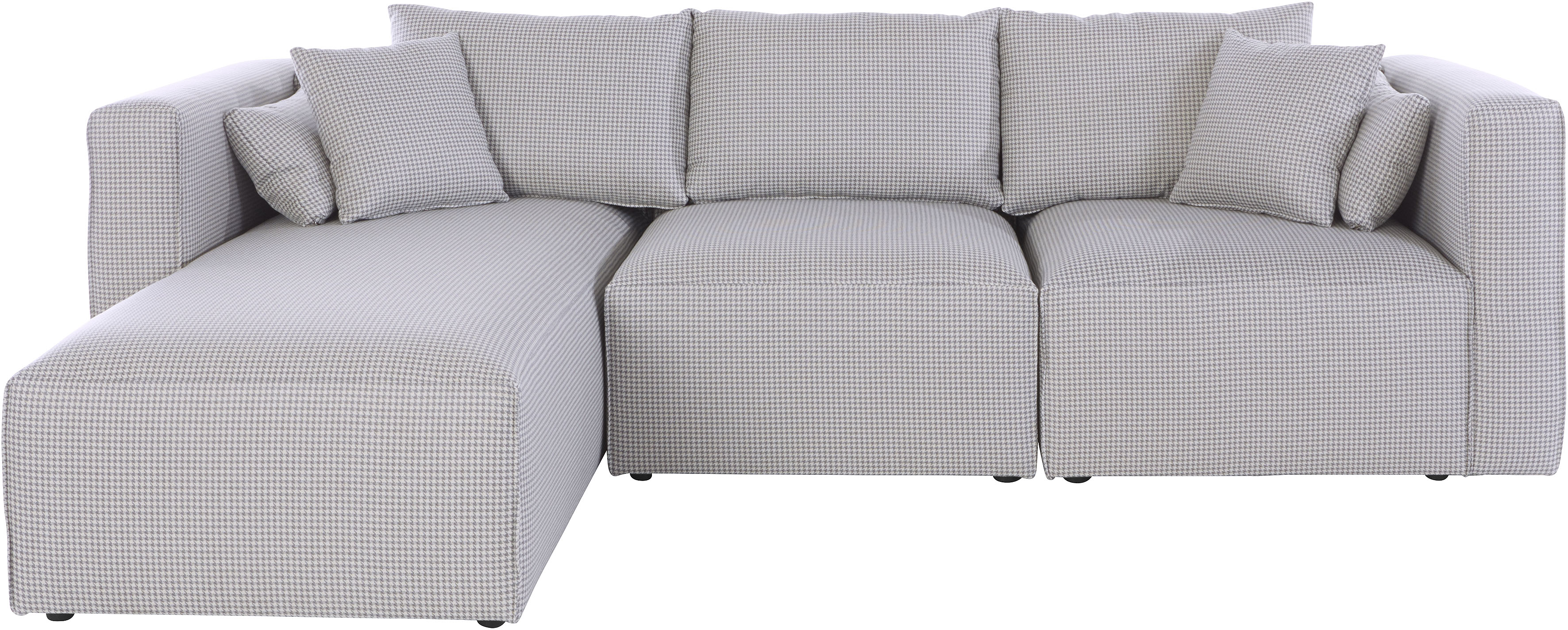 Ecksofa HOME AFFAIRE "Comfine L-Form", grau, B:280cm H:75cm T:182cm, Struktur Hahnentritt (67% Polypropylen 33% Polyester);Fellimitat (100% Polyester);Samtcord (92% Polyester 8% Polyamid), Sofas, zusammengesetzt aus Modulen, 3 Bezugsqualitäten und... Image